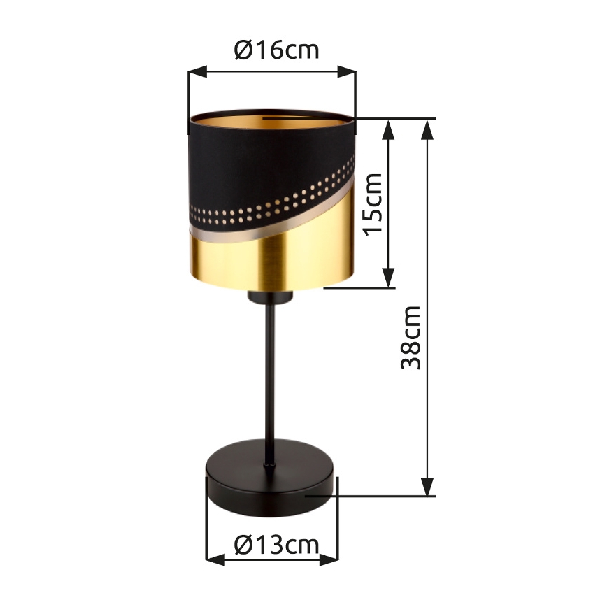 Globo - Laualamp 1xE27/40W/230V d. 16 cm must/kuldne