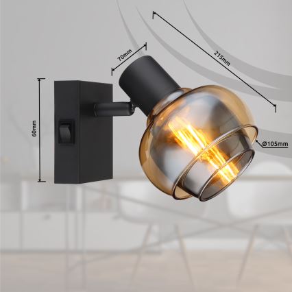 Globo - Suunatav seinavalgusti 1xE14/40W/230V must