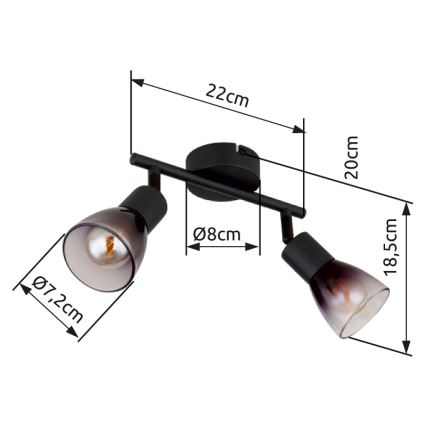 Globo - Kohtvalgusti 2xE14/25W/230V must