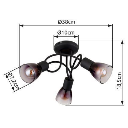 Globo - Pinnale kinnitatav lühter 3xE14/25W/230V must
