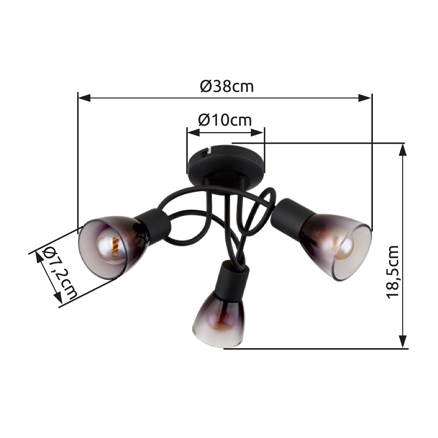 Globo - Pinnale kinnitatav lühter 3xE14/25W/230V must