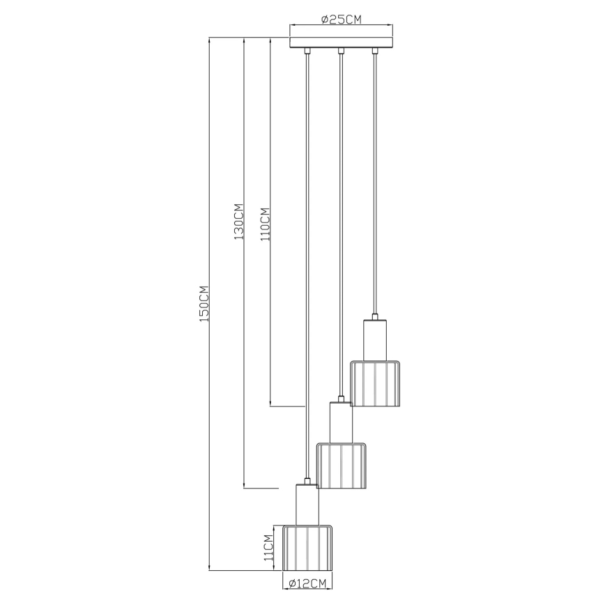 Globo - Rippvalgusti kaabliga 3xE27/40W/230V