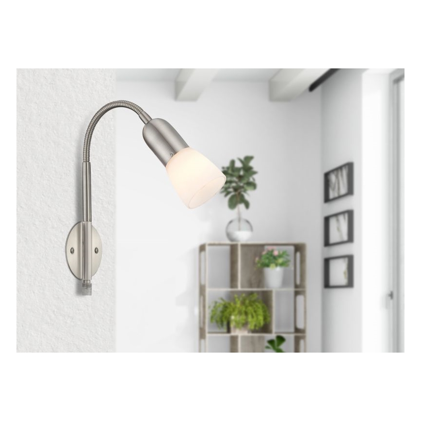 Globo - Paindlik väike lamp 1xE14/40W/230V matt kroom