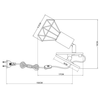 Globo - Seinavalgusti klambriga 1xE14/40W/230V valge