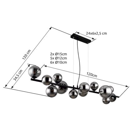 Globo - LED Lühter 13xG9/3,5W/230V suitsune/must