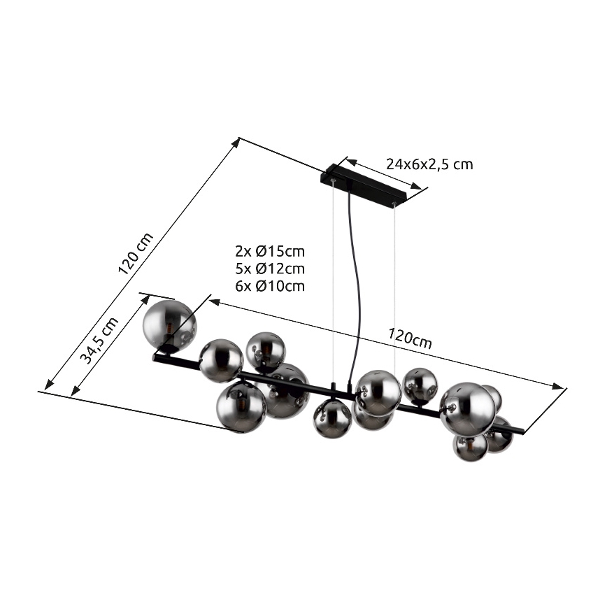 Globo - LED Lühter 13xG9/3,5W/230V suitsune/must