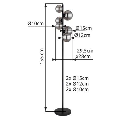 Globo - LED Põrandalamp 6xG9/3,5W/230V suitsune/must