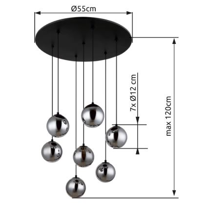 Globo - LED Lühter 7xG9/3,5W/230V suitsune/must