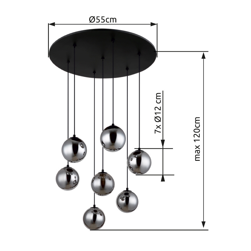Globo - LED Lühter 7xG9/3,5W/230V suitsune/must