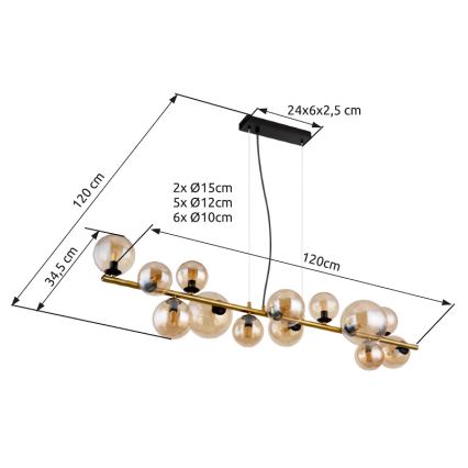 Globo - LED Lühter 13xG9/3,5W/230V suitsune/pruun