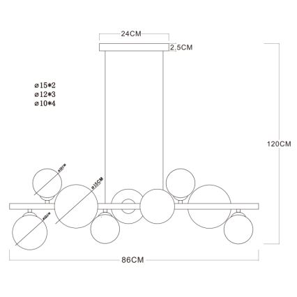 Globo - LED Ripplühter 9xG9/3W/230V messing