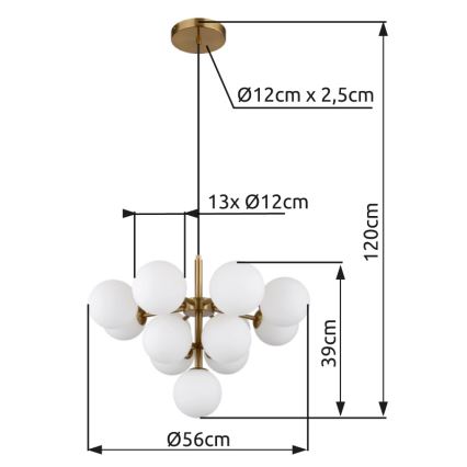 Globo - Lühter 13xG9/5W/230V d. 56 cm kuldne