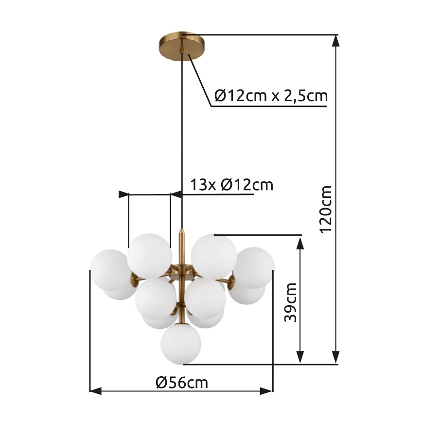 Globo - Lühter 13xG9/5W/230V d. 56 cm kuldne