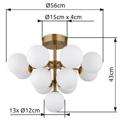 Globo - Pinnale kinnitatav lühter 13xG9/5W/230V d. 56 cm kuldne