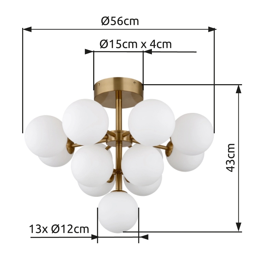 Globo - Pinnale kinnitatav lühter 13xG9/5W/230V d. 56 cm kuldne