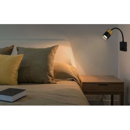Globo - Kohtvalgusti seinale 1xGU10/25W/230V must/kuldne