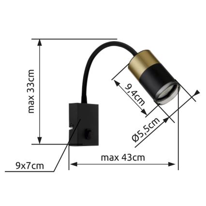 Globo - Kohtvalgusti seinale 1xGU10/25W/230V must/kuldne