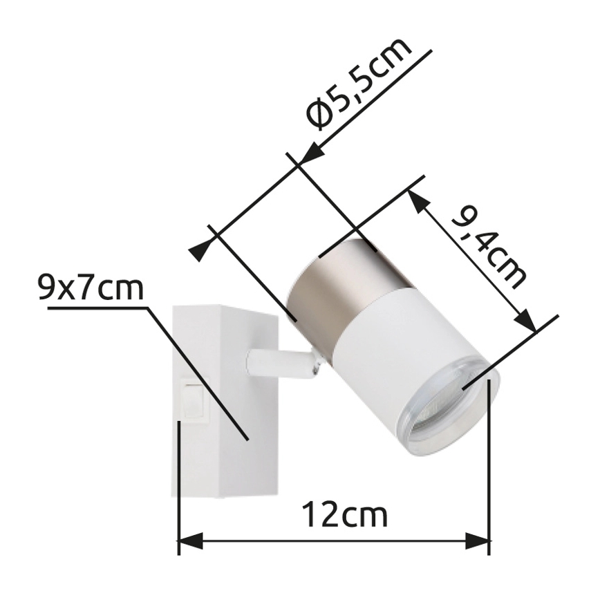 Globo - Kohtvalgusti seinale 1xGU10/25W/230V valge/matt kroom