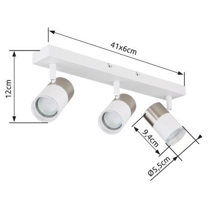 Globo - Kohtvalgusti 3xGU10/25W/230V valge/matt kroom