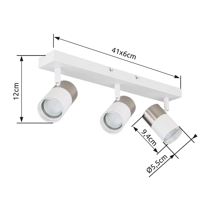 Globo - Kohtvalgusti 3xGU10/25W/230V valge/matt kroom