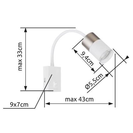 Globo - Kohtvalgusti seinale 1xGU10/25W/230V valge/matt kroom