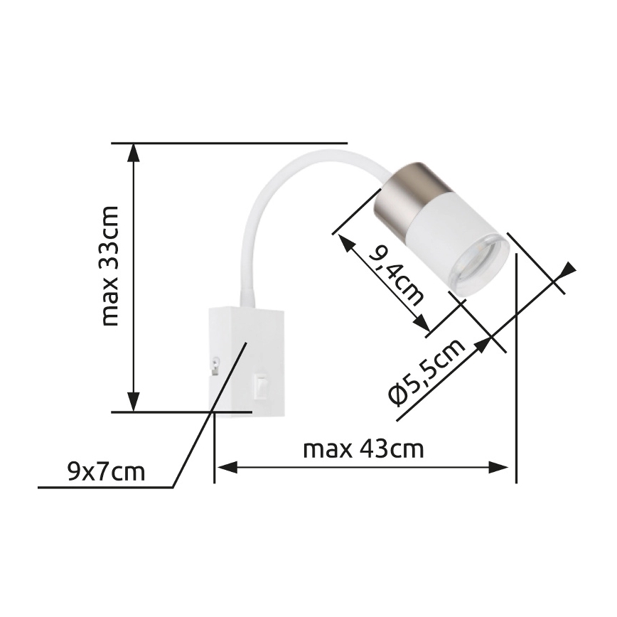 Globo - Kohtvalgusti seinale 1xGU10/25W/230V valge/matt kroom