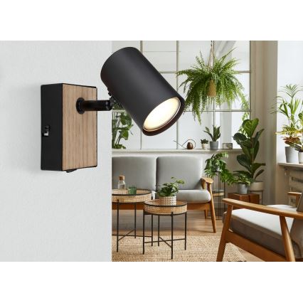 Globo - seinane suunatav spotvalgusti 1xGU10/25W/230V must/pruun