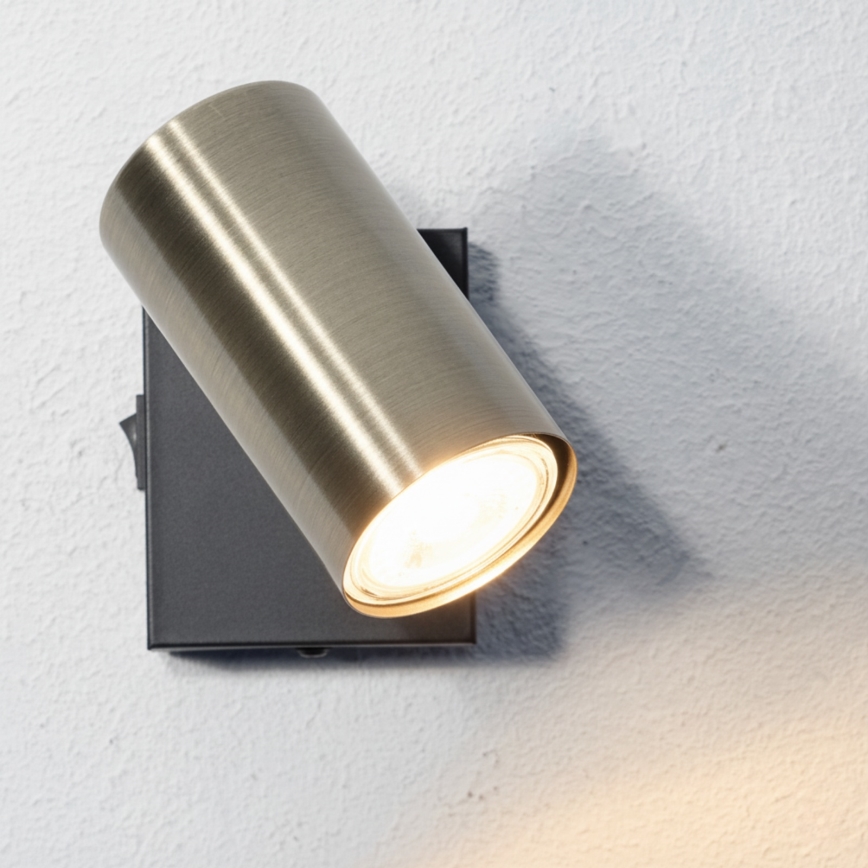 Globo - Kohtvalgusti seinale 1xGU10/25W/230V must/messing