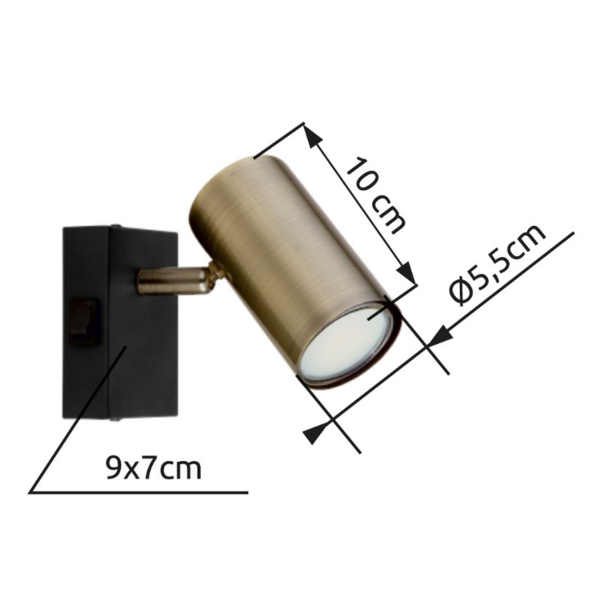 Globo - Kohtvalgusti seinale 1xGU10/25W/230V must/messing
