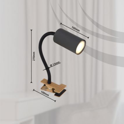 Globo - Paindlik lamp klambriga 1xGU10/25W/230V hall/pruun
