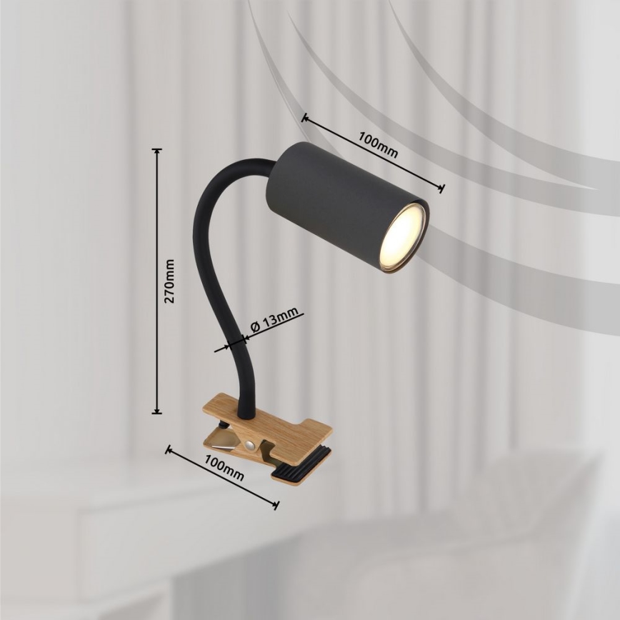 Globo - Paindlik lamp klambriga 1xGU10/25W/230V hall/pruun