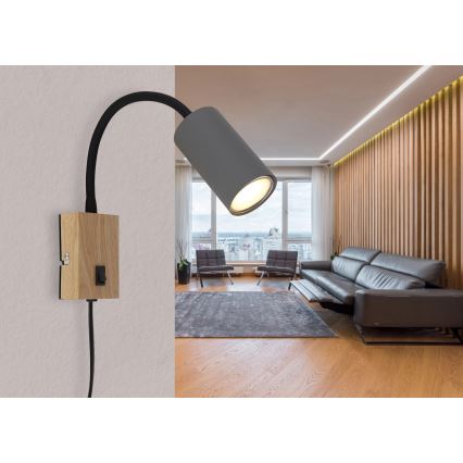 Globo - Paindlik seinalamp 1xGU10/25W/230V hall/pruun