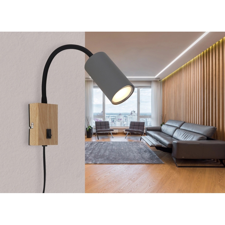 Globo - Paindlik seinalamp 1xGU10/25W/230V hall/pruun