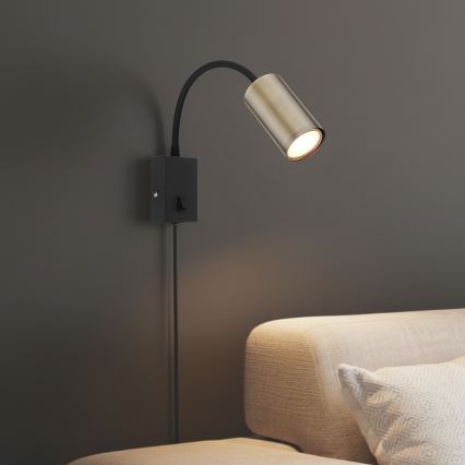 Globo - Paindlik seinalamp 1xGU10/25W/230V must/messing