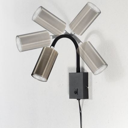 Globo - Paindlik seinalamp 1xGU10/25W/230V must/messing