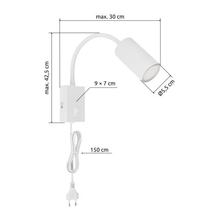 Globo - Paindlik seinalamp 1xGU10/25W/230V valge