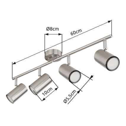 Globo - Kohtvalgusti 4xGU10/25W/230V matt kroom