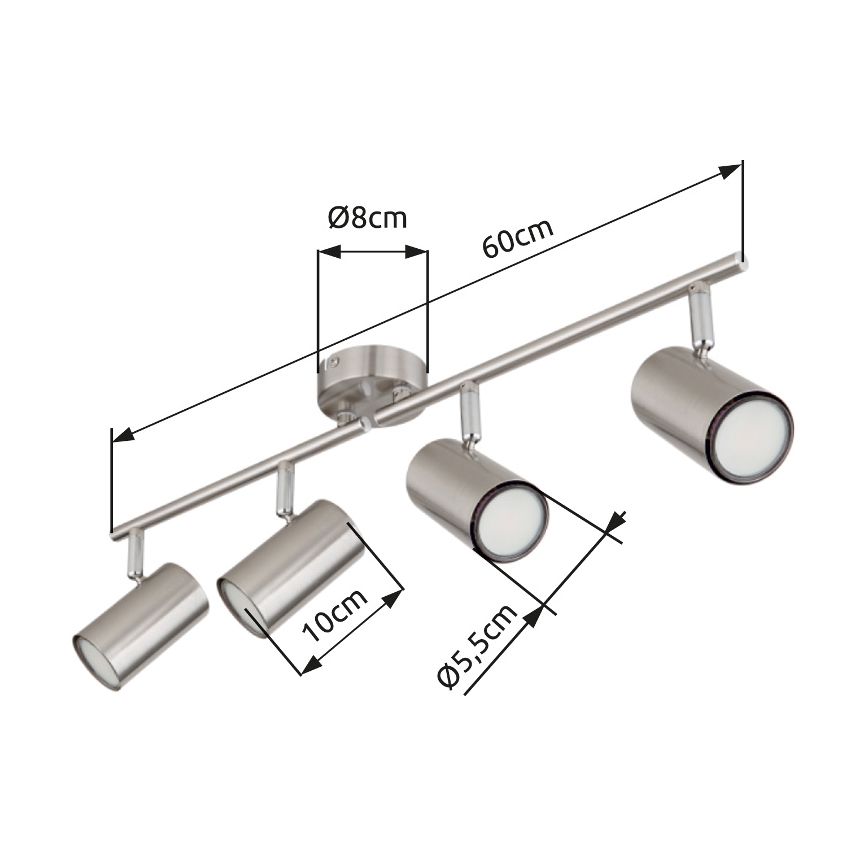 Globo - Kohtvalgusti 4xGU10/25W/230V matt kroom