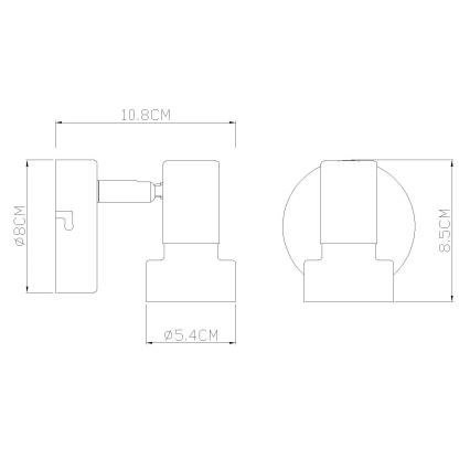 Globo - Kohtvalgusti seinale 1xGU10/25W/230V must/kuldne
