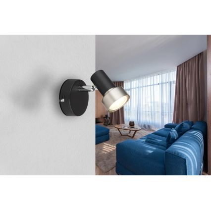 Globo - Kohtvalgusti seinale 1xGU10/25W/230V must/hõbedane