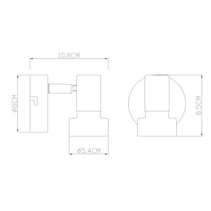Globo - Kohtvalgusti seinale 1xGU10/25W/230V must/hõbedane