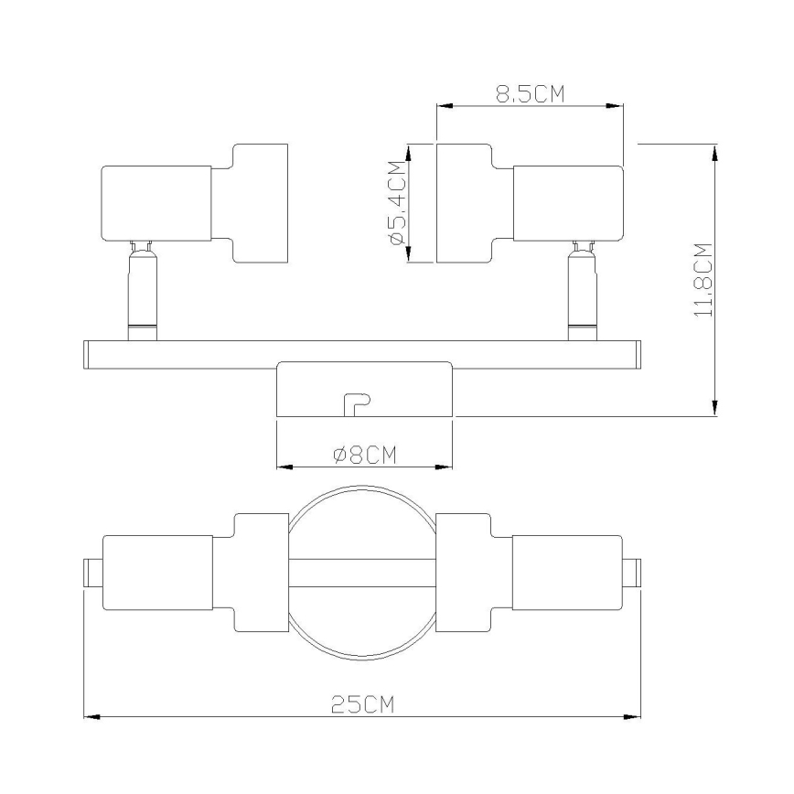 Globo - Kohtvalgusti  2xGU10/25W/230V must/kuldne