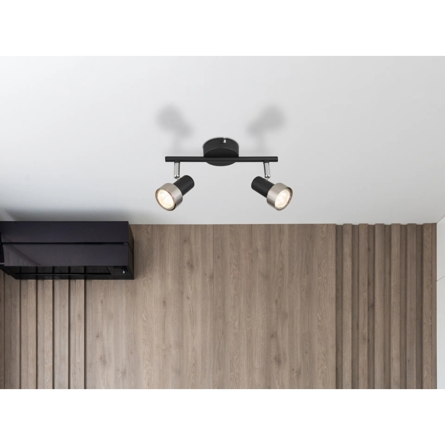 Globo - Kohtvalgusti  2xGU10/25W/230V must/hõbedane