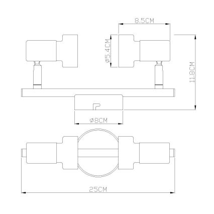 Globo - Kohtvalgusti  2xGU10/25W/230V must/hõbedane