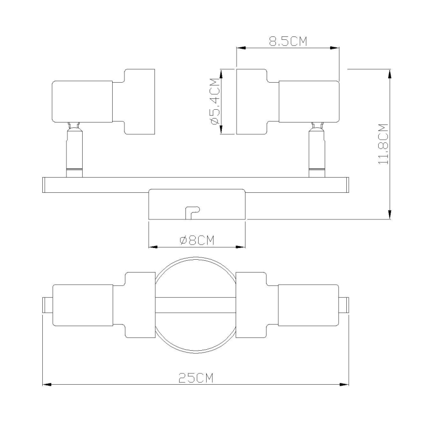 Globo - Kohtvalgusti  2xGU10/25W/230V must/hõbedane