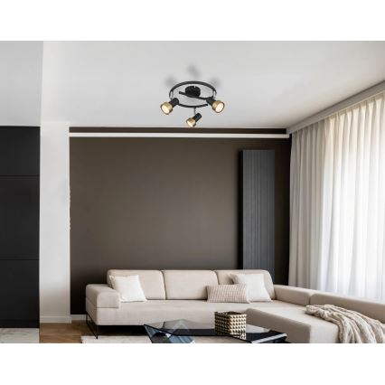 Globo - Kohtvalgusti  3xGU10/25W/230V must/kuldne