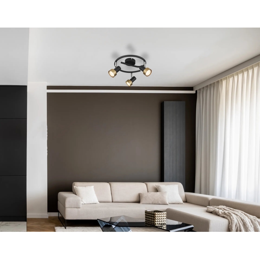 Globo - Kohtvalgusti  3xGU10/25W/230V must/kuldne