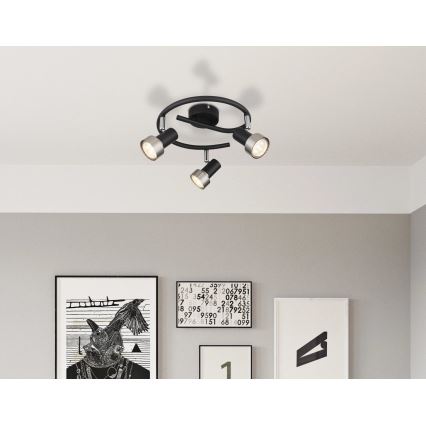 Globo - Kohtvalgusti  3xGU10/25W/230V must/hõbedane