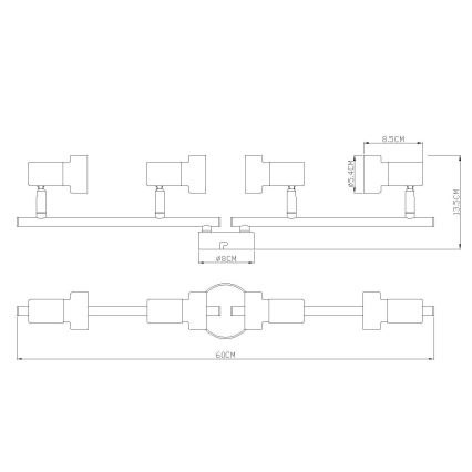 Globo - Kohtvalgusti  4xGU10/25W/230V must/kuldne