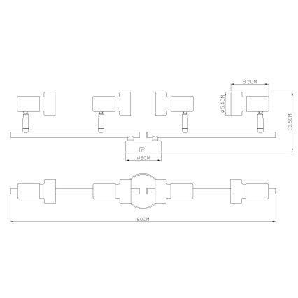Globo - Kohtvalgusti  4xGU10/25W/230V must/hõbedane